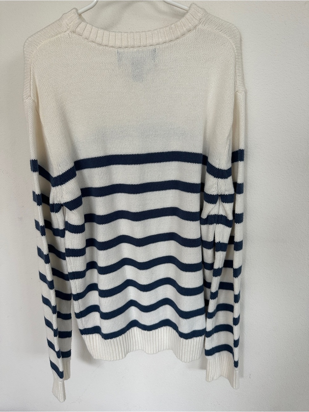 Boy’s Cream & Navy Striped Knit Sweater